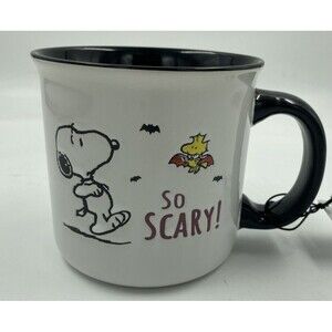 2024 PEANUTS GIBSON Large Coffee Mug SNOOPY & WOODSTOCK "SO SCARY!" LG 21 OZ O01